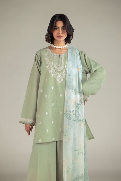 Embroidered | Cotton Dobby | Floral Tailored 3-Piece | GBP 50.00