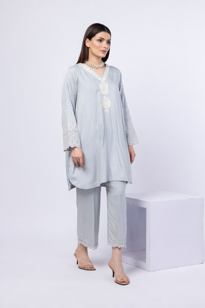 Embroidered | Crosshatch Raw Silk | Pants | GBP 20.00