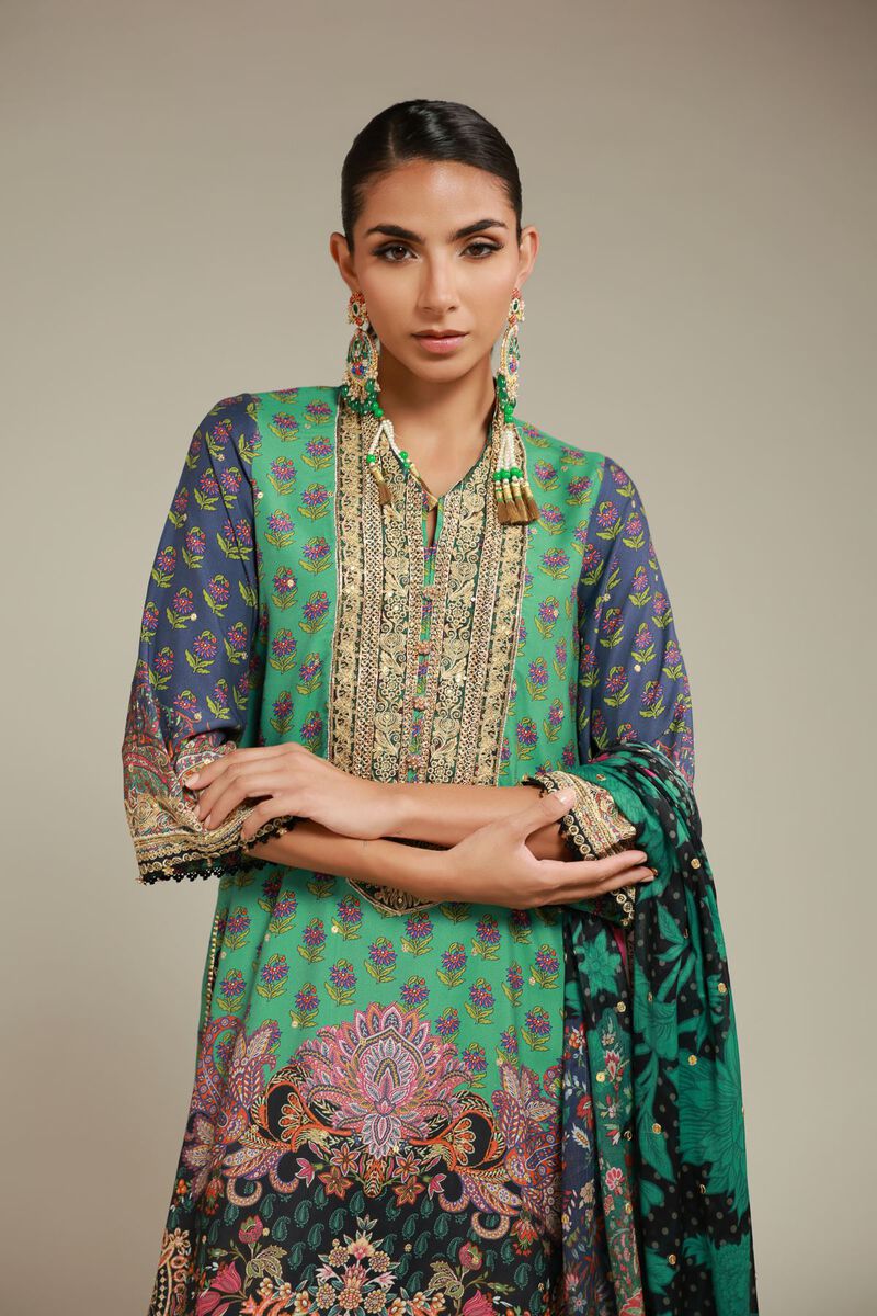 Embroidered | Raw Silk | 3 Piece Co-ord Set | null