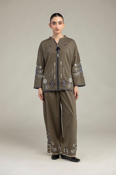 Embroidered | Textured Cotton | Floral Cotton Trousers | GBP 17.50