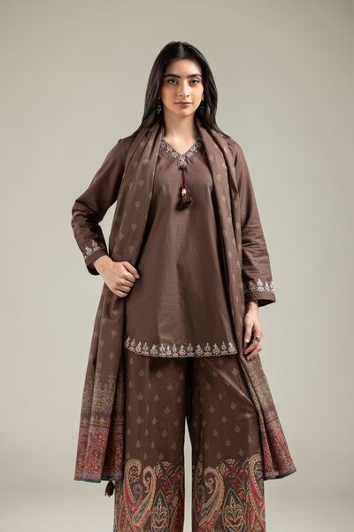 Embroidered | Mesuri | Brown V-Neck Kurta | GBP 25.00