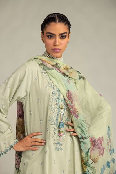Embroidered | Mesuri | Floral Mint Dupatta | GBP 20.00