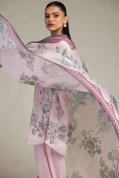 Embroidered | Polyester Silk | Floral Pink Dupatta | GBP 20.00