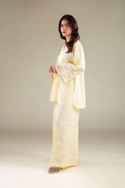 Embroidered | Raw Silk | Relaxed Flared Pants | GBP 25.00