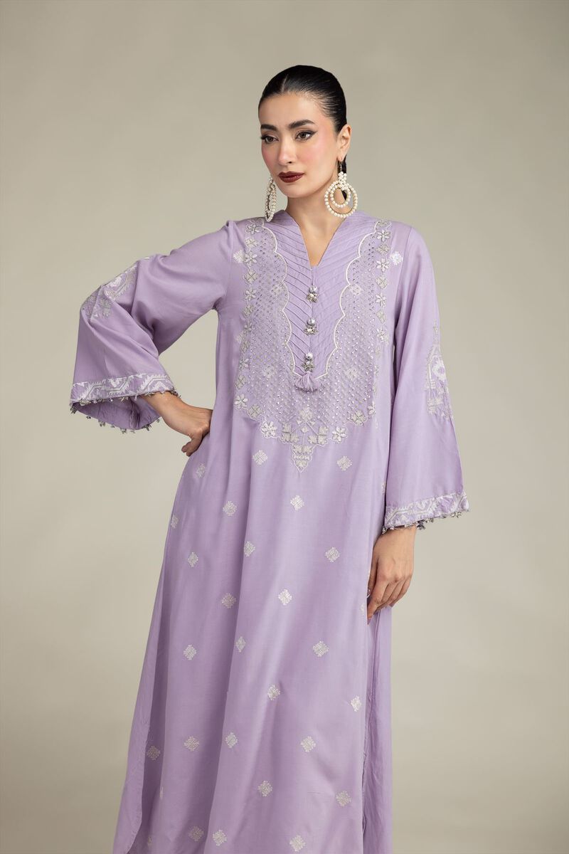 Embroidered | Raw Silk | Long Embroidered Kurta | GBP 50.00