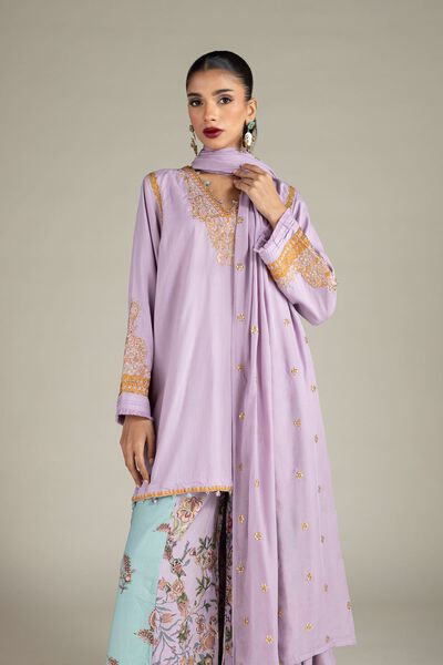 Embroidered | Raw Silk | 3 Piece Co-ord Set | GBP 80.00