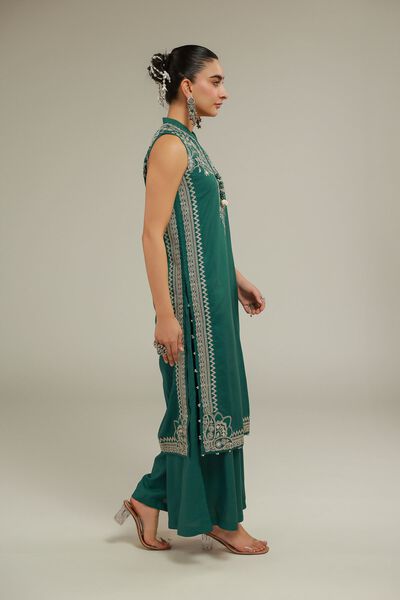 Embroidered | Raw Silk | Pants | GBP 25.00