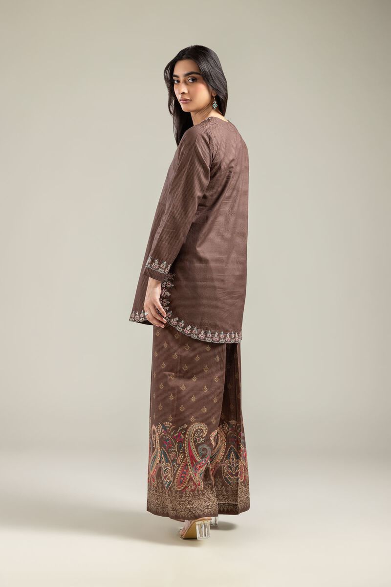 Embroidered | Mesuri | Brown V-Neck Kurta | GBP 25.00