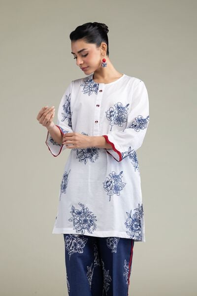 Embroidered | Cotton Dobby | Floral Round-Neck Kurta | GBP 30.00