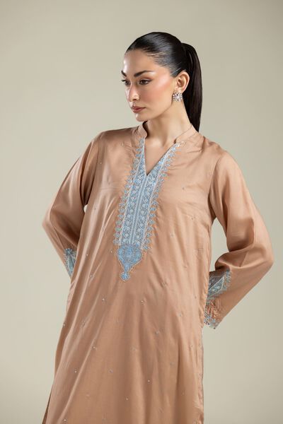 Embroidered | Textured Weave | Embroidered V-Neck Kurta | GBP 30.00