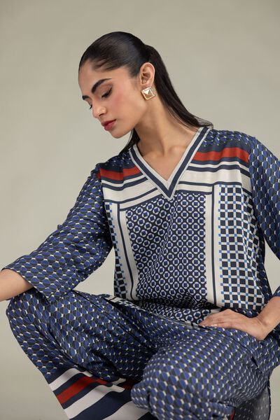 Embroidered | Viscose Crepe | Viscose V-Neck Tunic | GBP 17.50