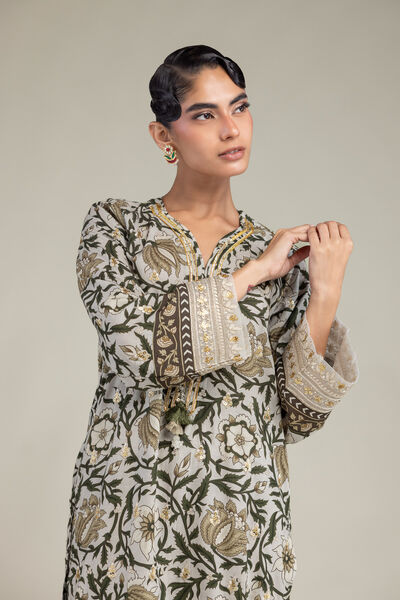 Embroidered | Raw Silk | Floral Silk Kurta | GBP 50.00