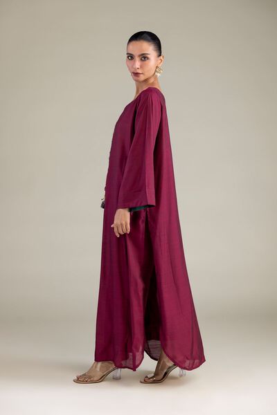 Dyed | Textured Raw Silk | Solid Maroon Pants | GBP 25.00