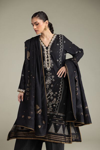 Embroidered | Jacquard | Black Tailored Set | GBP 70.00