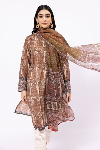 Fabrics 2 Piece | Top Dupatta, BEIGE, hi-res
