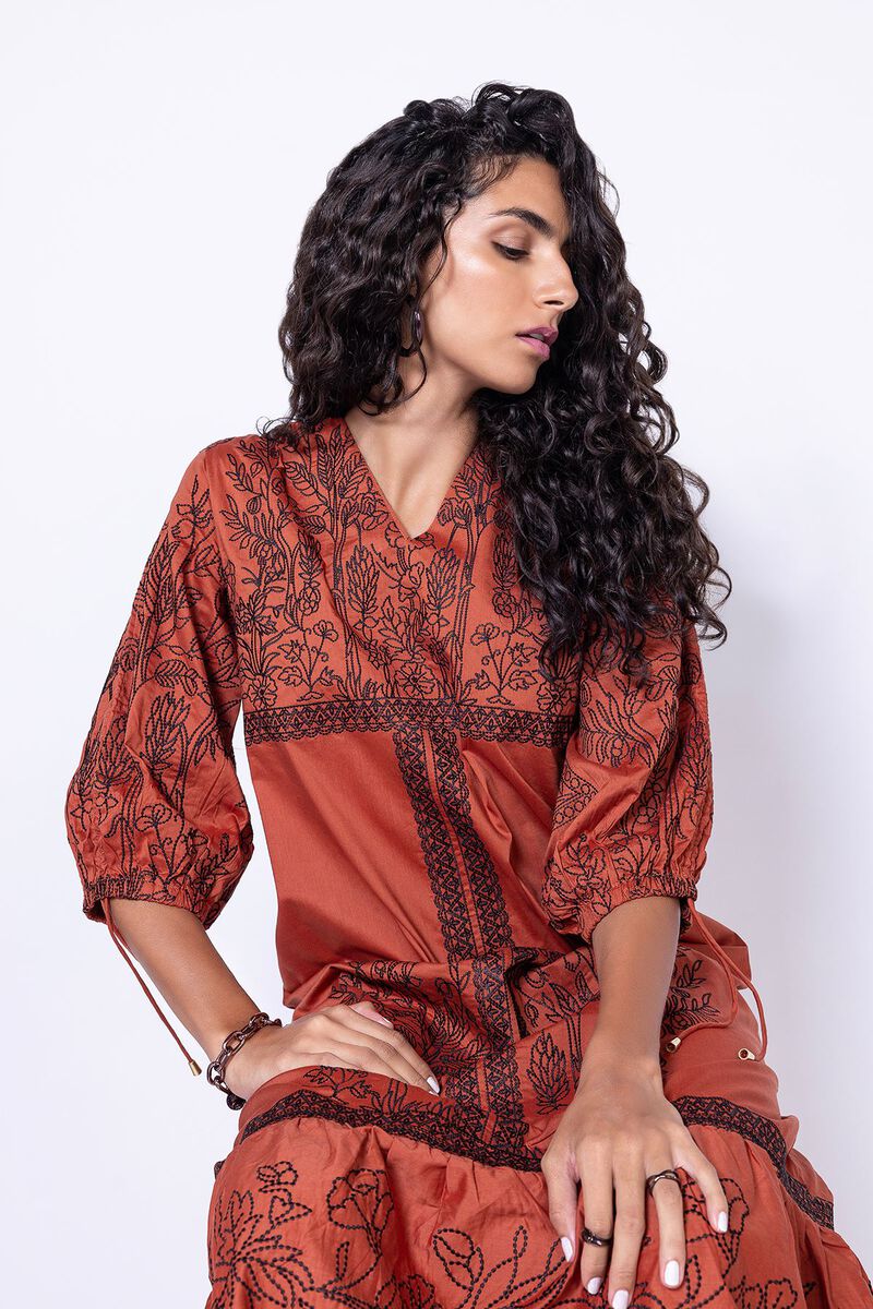 Embroidered | Cotton Viscose | Maxi Dress | null