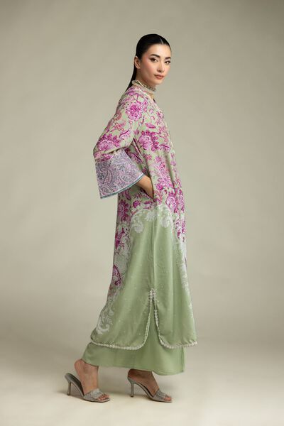 Embroidered | Raw Silk | Silk Mint Pants | GBP 25.00