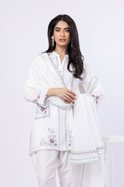 Embroidered | Cotton Net YD with White/Black Warp | Dupatta | GBP 20.00