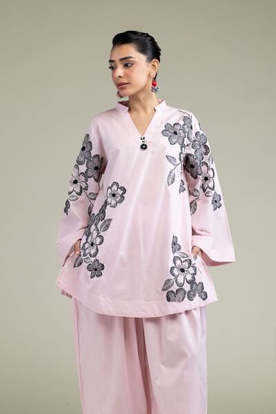 Embroidered | Cotton Dobby | Floral Pink Kurta | GBP 35.00