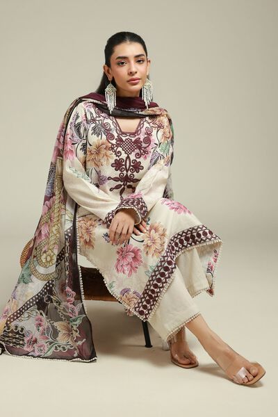 Embroidered | Satin | 3-Piece Tailored Set | GBP 60.00