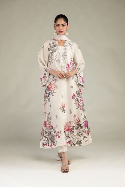 Embroidered | Blended Viscose | Floral Long Kurta | GBP 60.00