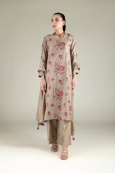 Embroidered | Raw Silk | Pearl Embellished Pants | GBP 20.00