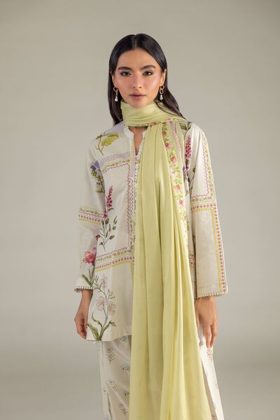 Printed | Cambric | Floral Band-Collar Kurta | GBP 30.00