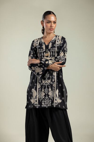 Printed | Cambric | Floral Black Kurta | GBP 10.00