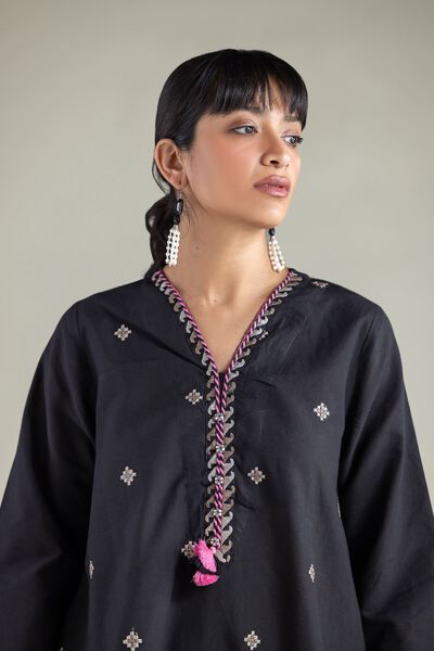 Embroidered | Cambric | Black 2-Piece Tailored | GBP 35.00