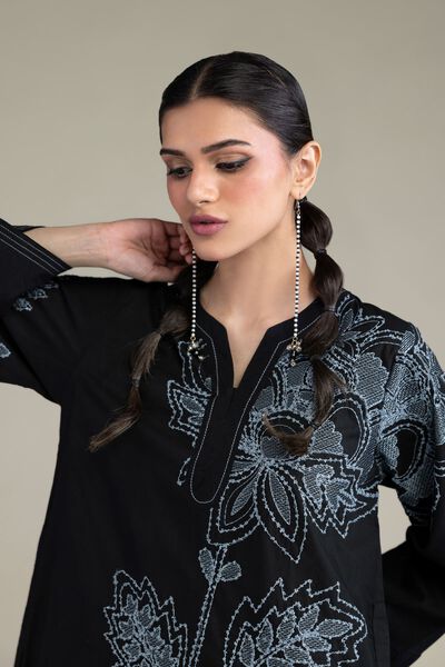 Embroidered | Cambric | Black Cambric Kurta | GBP 35.00