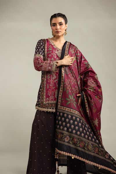 Embroidered | Raw Silk | 3-Piece Co-ord Set | GBP 130.00