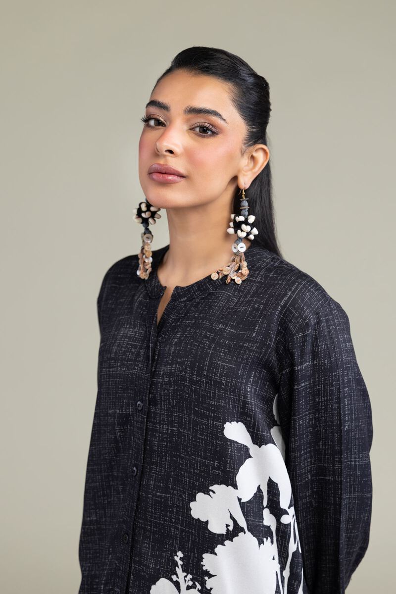 Printed | Viscose Crepe | Black Viscose Shirt | GBP 25.00