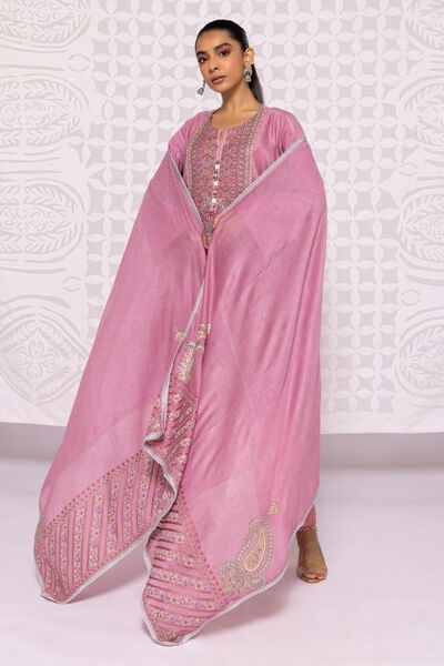 Dupatta | Embroidered, PINK, hi-res
