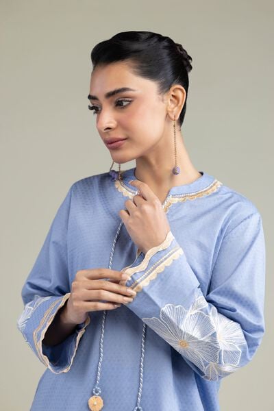 Embroidered | Cotton Dobby | Floral Scalloped Kurta | GBP 30.00