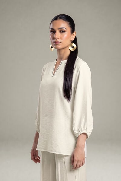 Dyed | Crepe | Short Solid Blouse | GBP 30.00