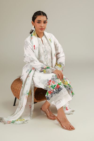 Embroidered | Cambric | Tailored 3-Piece Dress | GBP 60.00