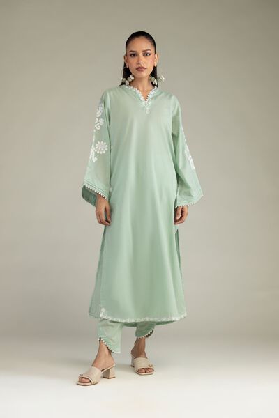 Embroidered | Cambric | Solid Mint Shalwar | GBP 25.00