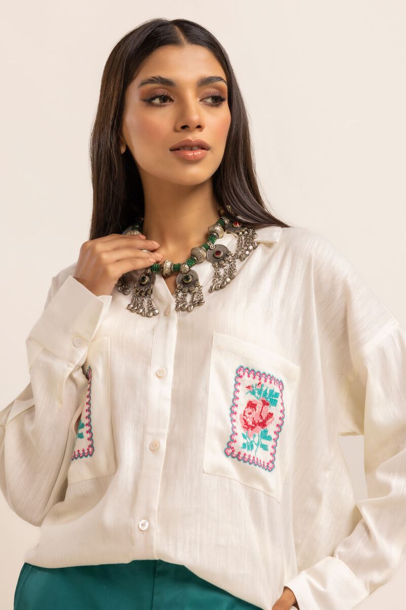 Dyed Embroidered Tops, OFF-WHITE, hi-res image number null