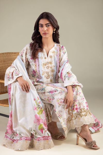 Embroidered | Raw Silk | Floral Zari Kurta | GBP 40.00