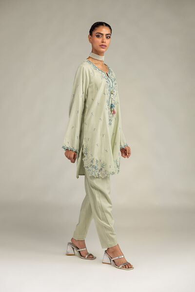 Embroidered | Raw Silk | Solid Mint Shalwar | GBP 20.00