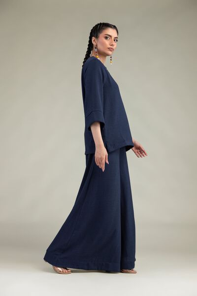 Dyed | Crepe Georgette | Navy Georgette Trousers | GBP 30.00