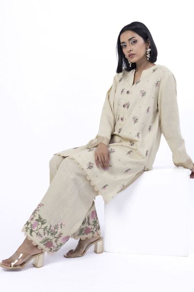 Embroidered | Heavy Textured Cotton | Tailored 2 Piece | Top and Bottom | GBP 40.00