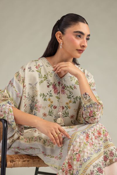 Printed | Raw Silk | Floral Longline Kurta | GBP 35.00