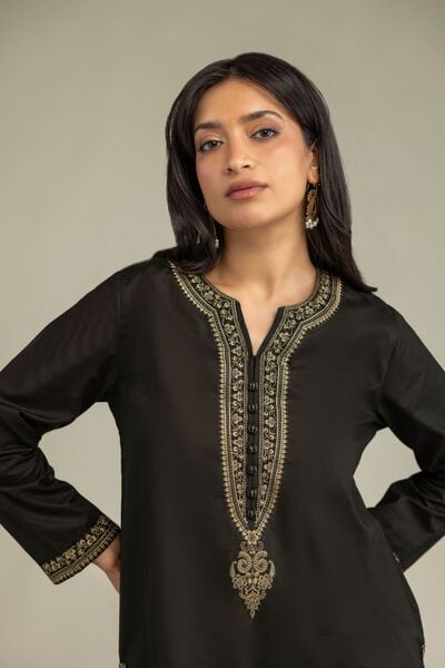Embroidered | Cambric | Short Black Kurta | GBP 30.00