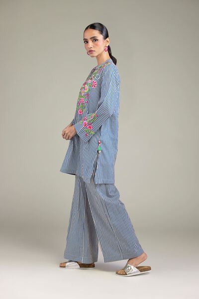 Embroidered | Cambric | Blue Cambric Pants | GBP 15.00