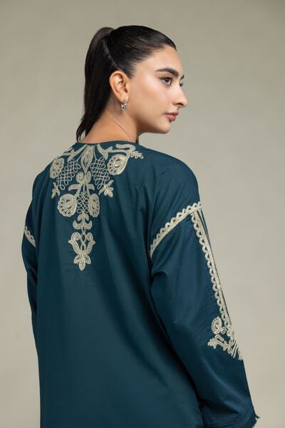 Embroidered | Cambric | Floral V-Neck Kurta | GBP 40.00