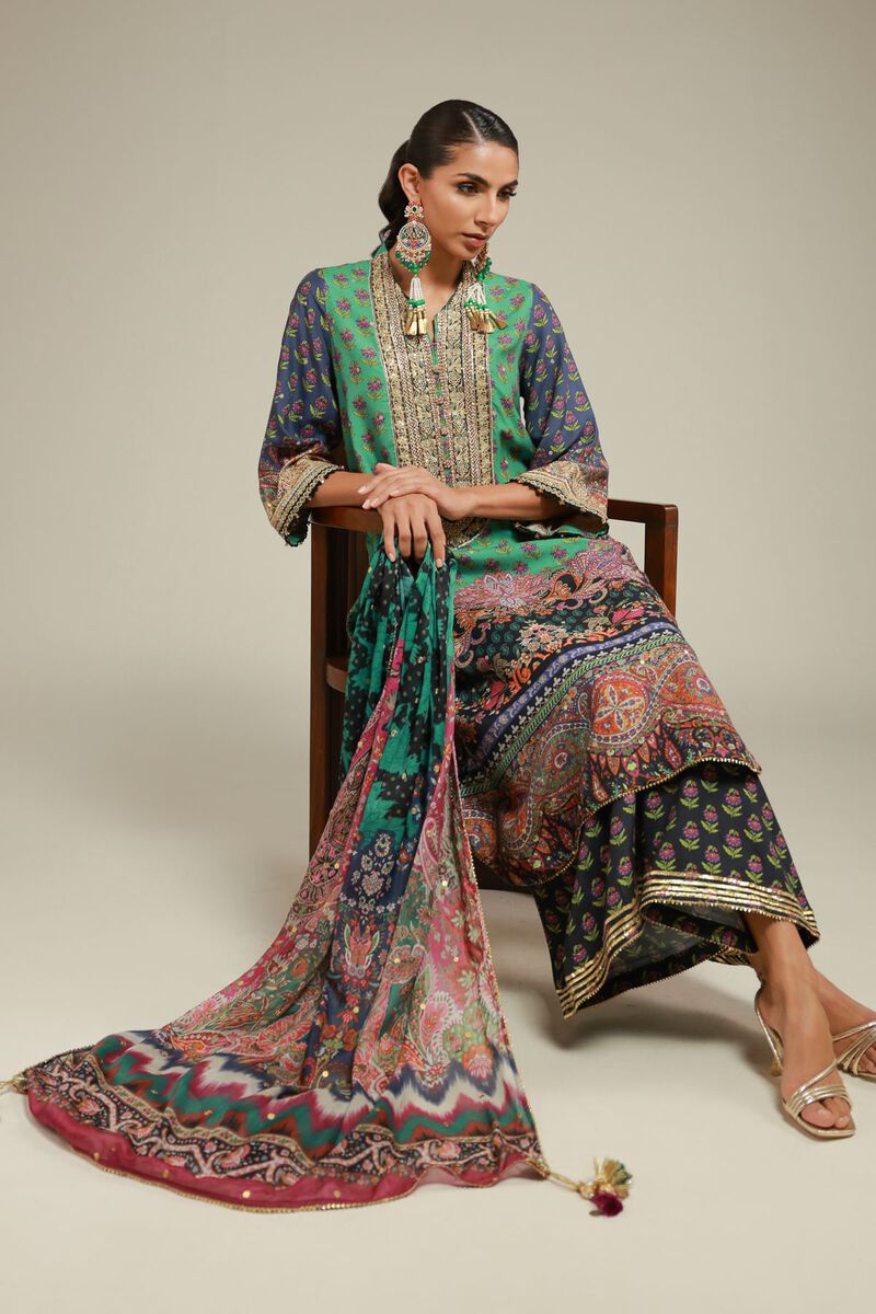 Embroidered | Raw Silk | 3 Piece Co-ord Set | null