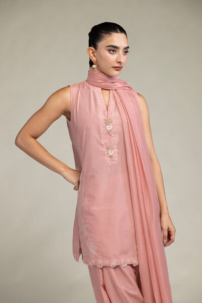 Cotton Net | Floral Pink Dupatta | GBP 30.00