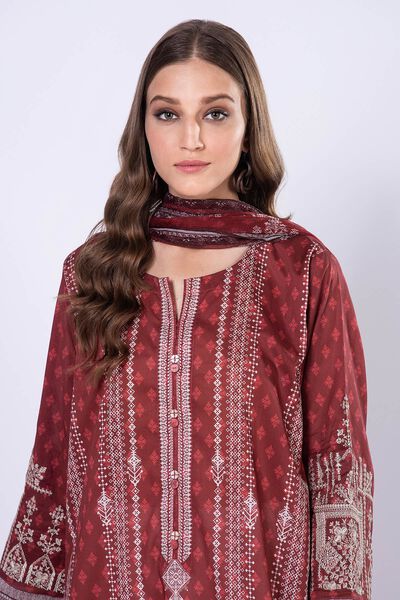 Fabrics 2 Piece | Top Dupatta, RED, hi-res