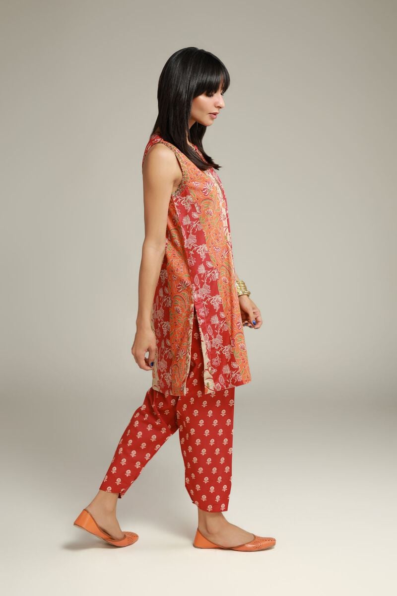 Floral Red Shalwar view 2